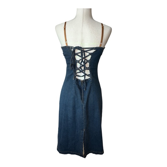 Hot Kiss Denim Dress with Lace Detail - Picture 2 of 5